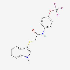 molecular formula C18H15F3N2O2S B2579774 2-(1-甲基吲哚-3-基)硫代-N-[4-(三氟甲氧基)苯基]乙酰胺 CAS No. 851411-84-2
