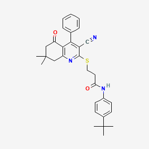 N-(4-tert-butylphenyl)-3-[(3-cyano-7,7-dimethyl-5-oxo-4-phenyl-6,8-dihydroquinolin-2-yl)sulfanyl]propanamide