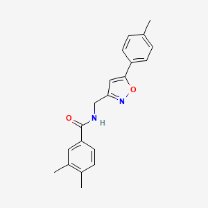 molecular formula C20H20N2O2 B2579788 3,4-dimethyl-N-((5-(p-tolyl)isoxazol-3-yl)methyl)benzamide CAS No. 953178-86-4