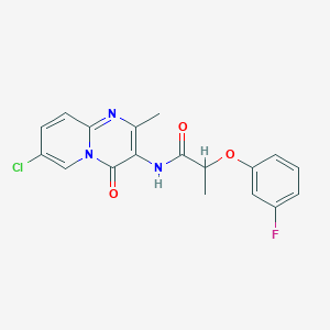 molecular formula C18H15ClFN3O3 B2579790 N-(7-氯-2-甲基-4-氧代-4H-吡啶并[1,2-a]嘧啶-3-基)-2-(3-氟苯氧基)丙酰胺 CAS No. 1070960-06-3