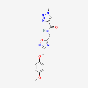 molecular formula C15H16N6O4 B2579809 N-((3-((4-methoxyphenoxy)methyl)-1,2,4-oxadiazol-5-yl)methyl)-1-methyl-1H-1,2,3-triazole-4-carboxamide CAS No. 1226435-82-0