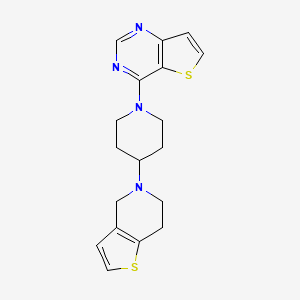 molecular formula C18H20N4S2 B2579813 4-[4-(6,7-Dihydro-4H-thieno[3,2-c]pyridin-5-yl)piperidin-1-yl]thieno[3,2-d]pyrimidine CAS No. 2379995-67-0