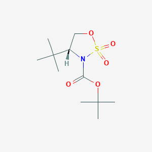 molecular formula C11H21NO5S B2579820 (4R)-4-t-Butyl-1,2,3-oxathiazolidine-2,2-dioxide-3-carboxylic acid t-butyl ester CAS No. 1313705-92-8