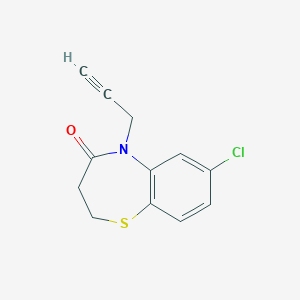 molecular formula C12H10ClNOS B2579825 7-chloro-5-(2-propynyl)-2,3-dihydro-1,5-benzothiazepin-4(5H)-one CAS No. 303987-53-3