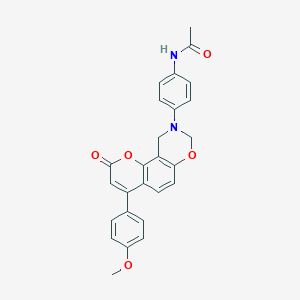 molecular formula C26H22N2O5 B257983 N-[4-(4-(4-methoxyphenyl)-2-oxo-2H,8H-chromeno[8,7-e][1,3]oxazin-9(10H)-yl)phenyl]acetamide 