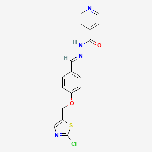 molecular formula C17H13ClN4O2S B2579835 N'-((E)-{4-[(2-chloro-1,3-thiazol-5-yl)methoxy]phenyl}methylidene)isonicotinohydrazide CAS No. 338393-62-7