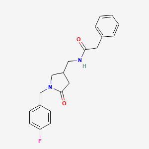 molecular formula C20H21FN2O2 B2579839 N-((1-(4-氟苄基)-5-氧代吡咯烷-3-基)甲基)-2-苯基乙酰胺 CAS No. 954712-45-9