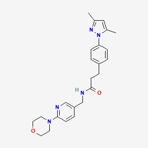 molecular formula C24H29N5O2 B2579841 3-(4-(3,5-dimethyl-1H-pyrazol-1-yl)phenyl)-N-((6-morpholinopyridin-3-yl)methyl)propanamide CAS No. 2034245-50-4