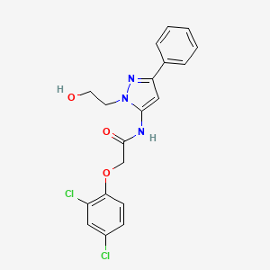 molecular formula C19H17Cl2N3O3 B2579847 2-(2,4-dichlorophenoxy)-N-(1-(2-hydroxyethyl)-3-phenyl-1H-pyrazol-5-yl)acetamide CAS No. 1226456-67-2
