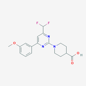 molecular formula C18H19F2N3O3 B2579855 1-[4-(二氟甲基)-6-(3-甲氧基苯基)嘧啶-2-基]哌啶-4-羧酸 CAS No. 863209-30-7