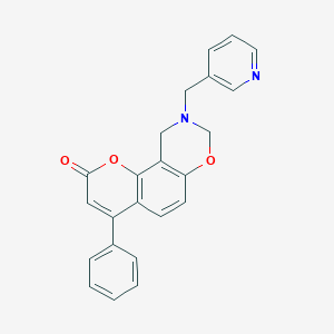 4-phenyl-9-(3-pyridinylmethyl)-9,10-dihydro-2H,8H-chromeno[8,7-e][1,3]oxazin-2-one
