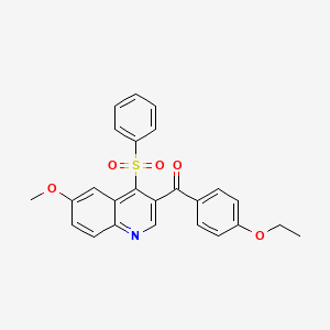 molecular formula C25H21NO5S B2579866 (4-Ethoxyphenyl)(6-methoxy-4-(phenylsulfonyl)quinolin-3-yl)methanone CAS No. 866895-49-0