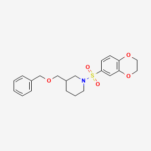 molecular formula C21H25NO5S B2579867 3-((Benzyloxy)methyl)-1-((2,3-dihydrobenzo[b][1,4]dioxin-6-yl)sulfonyl)piperidine CAS No. 1251685-59-2