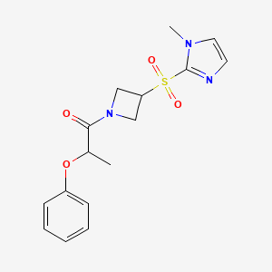 molecular formula C16H19N3O4S B2579868 1-(3-((1-甲基-1H-咪唑-2-基)磺酰基)氮杂环丁-1-基)-2-苯氧基丙-1-酮 CAS No. 2320852-20-6