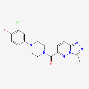 molecular formula C17H16ClFN6O B2579869 [4-(3-Chloro-4-fluorophenyl)piperazin-1-yl]-(3-methyl-[1,2,4]triazolo[4,3-b]pyridazin-6-yl)methanone CAS No. 2415470-27-6