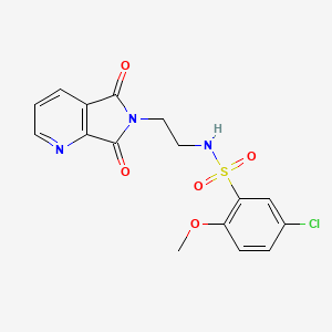 molecular formula C16H14ClN3O5S B2579876 5-chloro-N-(2-(5,7-dioxo-5H-pyrrolo[3,4-b]pyridin-6(7H)-yl)ethyl)-2-methoxybenzenesulfonamide CAS No. 1923375-72-7