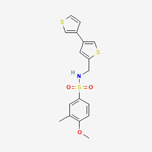 molecular formula C17H17NO3S3 B2579901 N-({[3,3'-bithiophene]-5-yl}methyl)-4-methoxy-3-methylbenzene-1-sulfonamide CAS No. 2379998-08-8