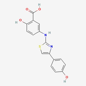 molecular formula C16H12N2O4S B2579906 2-hydroxy-5-[[4-(4-hydroxyphenyl)-1,3-thiazol-2-yl]amino]benzoic Acid CAS No. 708282-34-2