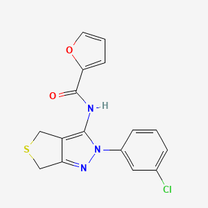 molecular formula C16H12ClN3O2S B2579920 N-(2-(3-chlorophenyl)-4,6-dihydro-2H-thieno[3,4-c]pyrazol-3-yl)furan-2-carboxamide CAS No. 450340-55-3