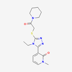 molecular formula C17H23N5O2S B2579924 3-(4-ethyl-5-((2-oxo-2-(piperidin-1-yl)ethyl)thio)-4H-1,2,4-triazol-3-yl)-1-methylpyridin-2(1H)-one CAS No. 1105207-81-5