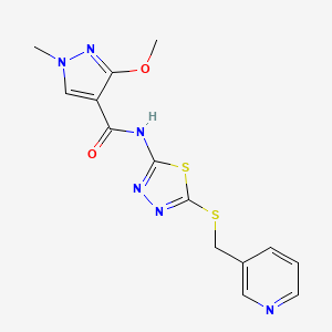 molecular formula C14H14N6O2S2 B2579927 3-methoxy-1-methyl-N-(5-((pyridin-3-ylmethyl)thio)-1,3,4-thiadiazol-2-yl)-1H-pyrazole-4-carboxamide CAS No. 1171564-31-0