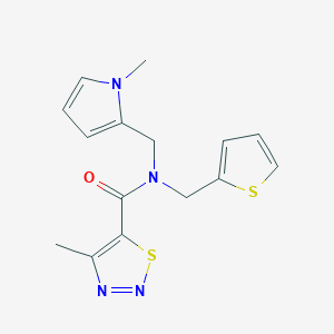 4-methyl-N-((1-methyl-1H-pyrrol-2-yl)methyl)-N-(thiophen-2-ylmethyl)-1,2,3-thiadiazole-5-carboxamide