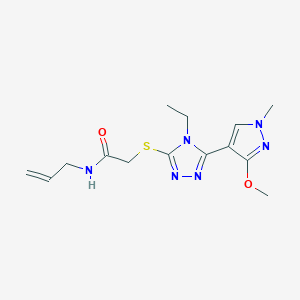 molecular formula C14H20N6O2S B2579933 N-allyl-2-((4-ethyl-5-(3-methoxy-1-methyl-1H-pyrazol-4-yl)-4H-1,2,4-triazol-3-yl)thio)acetamide CAS No. 1014094-70-2