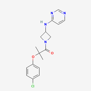 2-(4-Chlorophenoxy)-2-methyl-1-{3-[(pyrimidin-4-yl)amino]azetidin-1-yl}propan-1-one