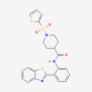 molecular formula C23H21N3O3S3 B2579946 N-(2-(benzo[d]thiazol-2-yl)phenyl)-1-(thiophen-2-ylsulfonyl)piperidine-4-carboxamide CAS No. 926422-70-0