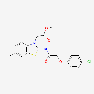 molecular formula C19H17ClN2O4S B2579954 Methyl 2-[2-[2-(4-chlorophenoxy)acetyl]imino-6-methyl-1,3-benzothiazol-3-yl]acetate CAS No. 897616-90-9