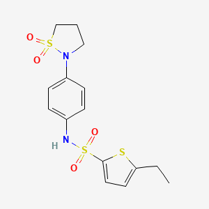 molecular formula C15H18N2O4S3 B2579956 N-(4-(1,1-dioxidoisothiazolidin-2-yl)phenyl)-5-ethylthiophene-2-sulfonamide CAS No. 946214-84-2
