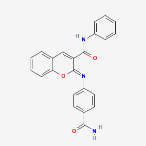 molecular formula C23H17N3O3 B2579961 (2Z)-2-[(4-氨基甲酰苯基)亚氨基]-N-苯基-2H-色烯-3-甲酰胺 CAS No. 313234-46-7