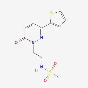 molecular formula C11H13N3O3S2 B2579962 N-(2-(6-oxo-3-(thiophen-2-yl)pyridazin-1(6H)-yl)ethyl)methanesulfonamide CAS No. 946341-28-2