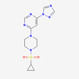 molecular formula C13H17N7O2S B2579965 4-(4-(cyclopropylsulfonyl)piperazin-1-yl)-6-(1H-1,2,4-triazol-1-yl)pyrimidine CAS No. 1798546-64-1