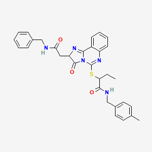 2-[[2-[2-(benzylamino)-2-oxoethyl]-3-oxo-2H-imidazo[1,2-c]quinazolin-5-yl]sulfanyl]-N-[(4-methylphenyl)methyl]butanamide