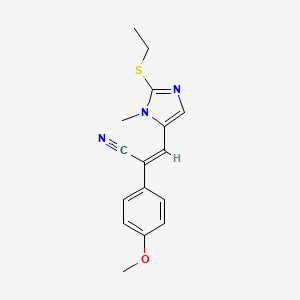 molecular formula C16H17N3OS B2579971 3-[2-(ethylsulfanyl)-1-methyl-1H-imidazol-5-yl]-2-(4-methoxyphenyl)acrylonitrile CAS No. 320423-13-0