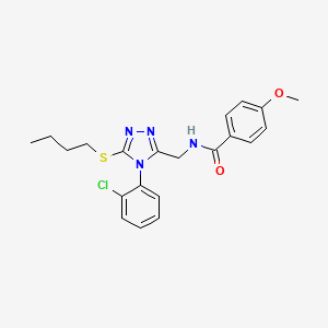 molecular formula C21H23ClN4O2S B2579977 N-((5-(butylthio)-4-(2-chlorophenyl)-4H-1,2,4-triazol-3-yl)methyl)-4-methoxybenzamide CAS No. 476434-15-8