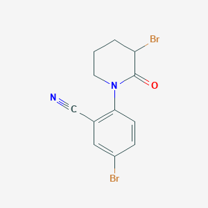 molecular formula C12H10Br2N2O B2579978 5-Bromo-2-(3-bromo-2-oxopiperidin-1-yl)benzonitrile CAS No. 1547289-32-6