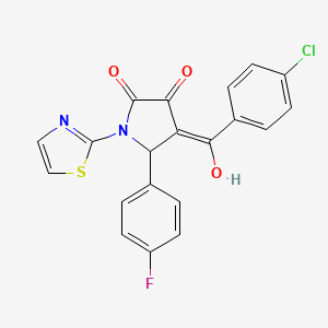 molecular formula C20H12ClFN2O3S B2579980 4-[(4-chlorophenyl)carbonyl]-5-(4-fluorophenyl)-3-hydroxy-1-(1,3-thiazol-2-yl)-1,5-dihydro-2H-pyrrol-2-one CAS No. 372501-54-7