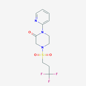 molecular formula C12H14F3N3O3S B2579982 1-Pyridin-2-yl-4-(3,3,3-trifluoropropylsulfonyl)piperazin-2-one CAS No. 2320534-65-2