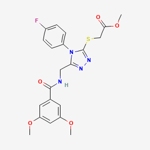 molecular formula C21H21FN4O5S B2579987 2-((5-((3,5-二甲氧基苯甲酰胺)甲基)-4-(4-氟苯基)-4H-1,2,4-三唑-3-基)硫代)乙酸甲酯 CAS No. 689747-13-5