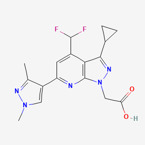 molecular formula C17H17F2N5O2 B2579992 [3-cyclopropyl-4-(difluoromethyl)-6-(1,3-dimethyl-1H-pyrazol-4-yl)-1H-pyrazolo[3,4-b]pyridin-1-yl]acetic acid CAS No. 1006445-13-1