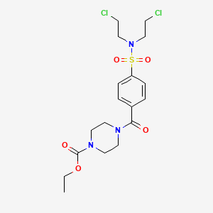molecular formula C18H25Cl2N3O5S B2579998 Ethyl 4-[4-[bis(2-chloroethyl)sulfamoyl]benzoyl]piperazine-1-carboxylate CAS No. 392290-06-1
