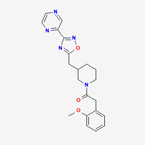 molecular formula C21H23N5O3 B2579999 2-(2-Methoxyphenyl)-1-(3-((3-(pyrazin-2-yl)-1,2,4-oxadiazol-5-yl)methyl)piperidin-1-yl)ethanone CAS No. 1705743-61-8