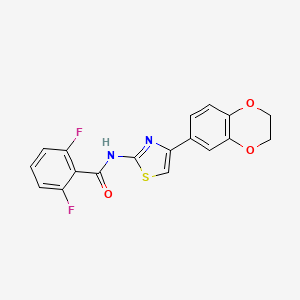 molecular formula C18H12F2N2O3S B2580013 N-(4-(2,3-dihydrobenzo[b][1,4]dioxin-6-yl)thiazol-2-yl)-2,6-difluorobenzamide CAS No. 888410-58-0