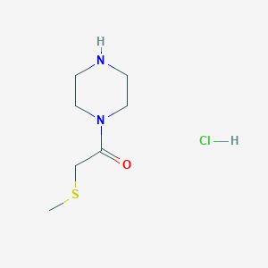 molecular formula C7H15ClN2OS B2580018 2-甲硫酰基-1-哌嗪-1-基乙酮；盐酸盐 CAS No. 2375269-06-8