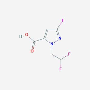 molecular formula C6H5F2IN2O2 B2580020 2-(2,2-Difluoroethyl)-5-iodopyrazole-3-carboxylic acid CAS No. 2226181-87-7