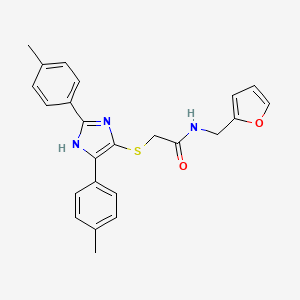 molecular formula C24H23N3O2S B2580025 2-((2,5-二对甲苯基-1H-咪唑-4-基)硫代)-N-(呋喃-2-基甲基)乙酰胺 CAS No. 901233-74-7