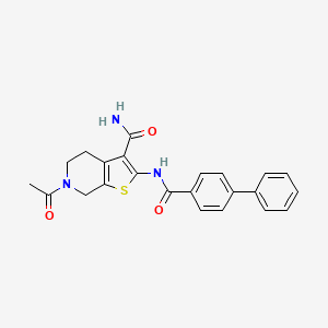 molecular formula C23H21N3O3S B2580026 6-acetyl-2-[(4-phenylbenzoyl)amino]-5,7-dihydro-4H-thieno[2,3-c]pyridine-3-carboxamide CAS No. 864927-46-8