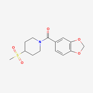molecular formula C14H17NO5S B2580027 Benzo[d][1,3]dioxol-5-yl(4-(methylsulfonyl)piperidin-1-yl)methanone CAS No. 1448035-62-8